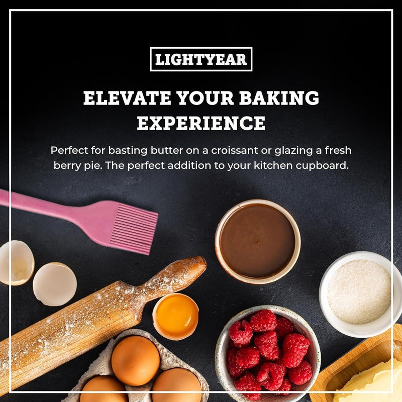 Lightyear Silicone Basting Pastry Brush Set (2 Pcs) ❘ 450°F Heat Resistant Oil Brush for Your Kitchen - Ideal For BBQ’s, Baking & Cooking | 100% Food Grade Silicone - BPA Free & Dishwasher Safe (Pink) - Image 2
