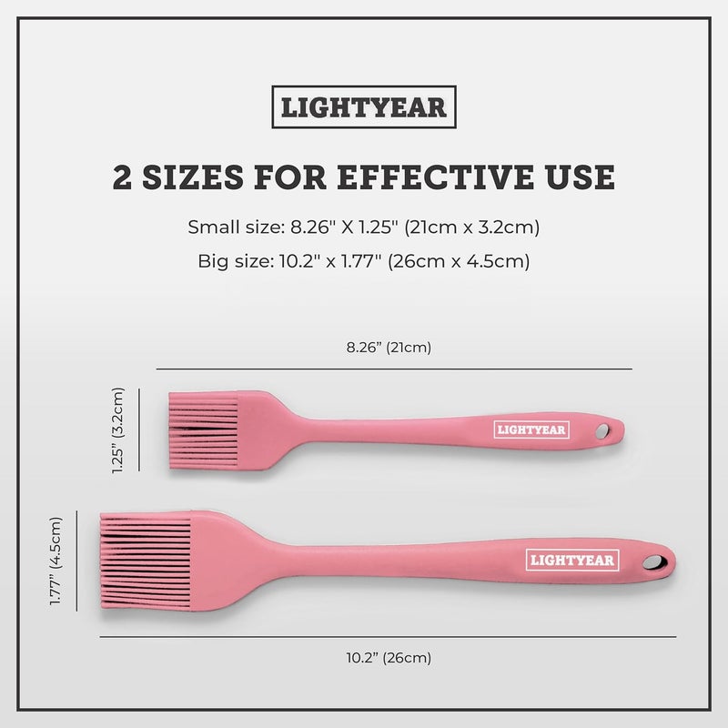 Lightyear Silicone Basting Pastry Brush Set (2 Pcs) ❘ 450°F Heat Resistant Oil Brush for Your Kitchen - Ideal For BBQ’s, Baking & Cooking | 100% Food Grade Silicone - BPA Free & Dishwasher Safe (Pink) - Image 3