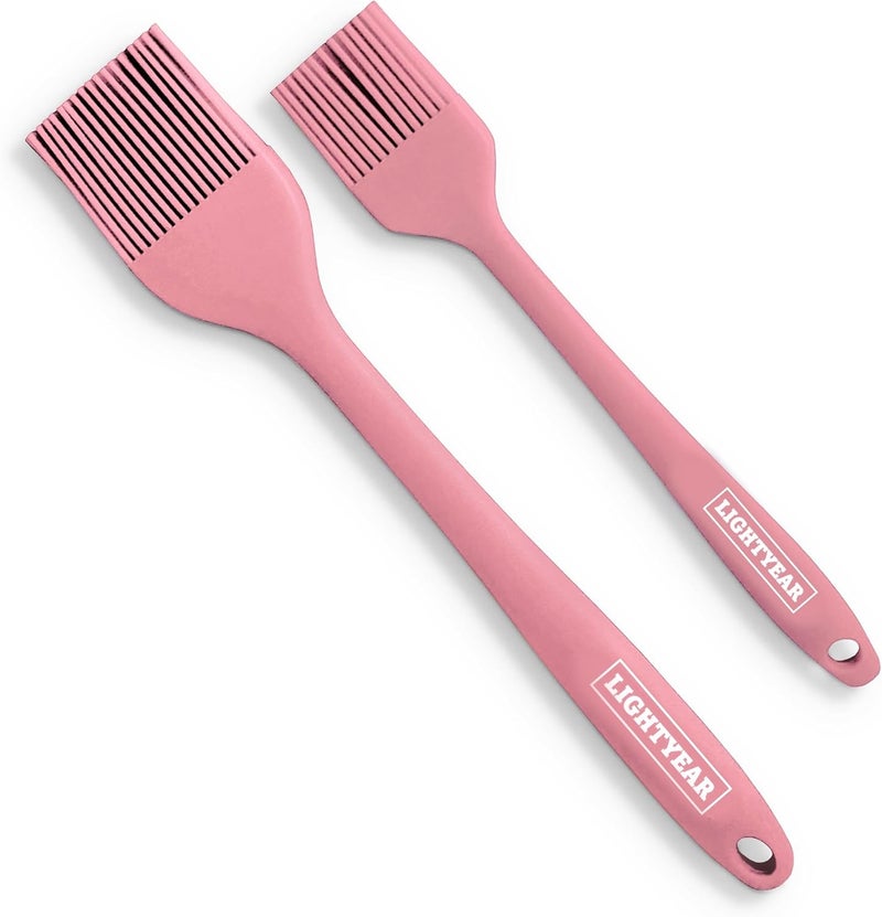 Lightyear Silicone Basting Pastry Brush Set (2 Pcs) ❘ 450°F Heat Resistant Oil Brush for Your Kitchen - Ideal For BBQ’s, Baking & Cooking | 100% Food Grade Silicone - BPA Free & Dishwasher Safe (Pink) - Image 1