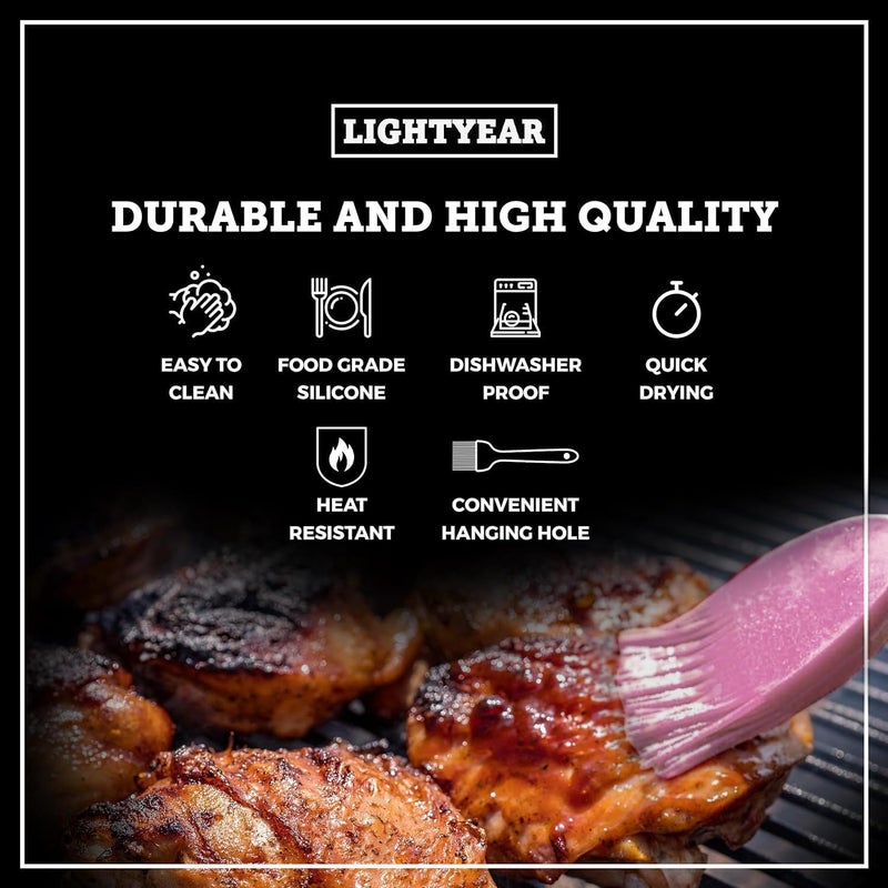 Lightyear Silicone Basting Pastry Brush Set (2 Pcs) ❘ 450°F Heat Resistant Oil Brush for Your Kitchen - Ideal For BBQ’s, Baking & Cooking | 100% Food Grade Silicone - BPA Free & Dishwasher Safe (Pink) - Image 4