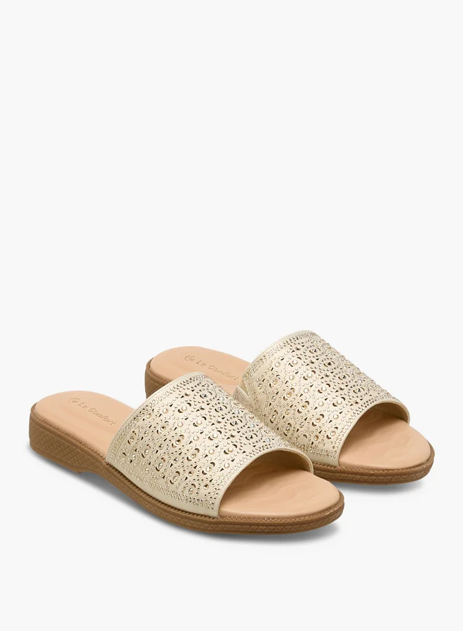 لو كونفورت Women Perforated Embellished Slip-On Sandals Ramadan Collection