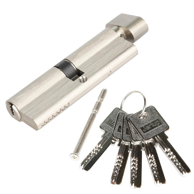 Jeriup 100mm451045 Euro Profile Lock Cylinder with 5 Keys dimple Single Open Copper Lock Cylinder AntiRust Corrosion Resistant AntiTheft