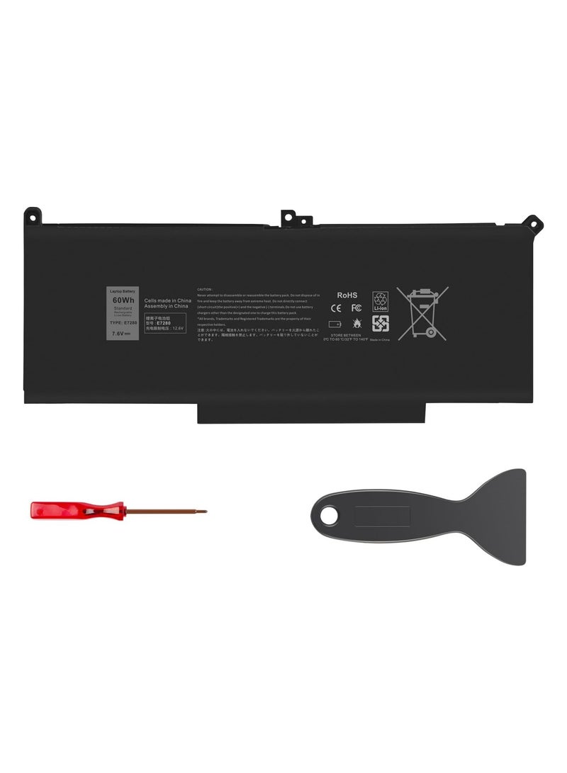 60Wh F3YGT Battery Compatible with Latitude 12 7000 7280 7290 13 7380 7390 14 7490 E7380 E7390 E7480 E7490 DM3WC DM6WC 2X39G KG7VF V4940 P28S 7.6V Lithium - Image 1