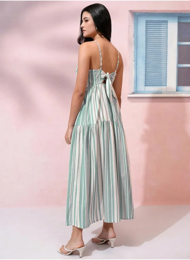 فيشود Striped Strappy A-Line Maxi Dress