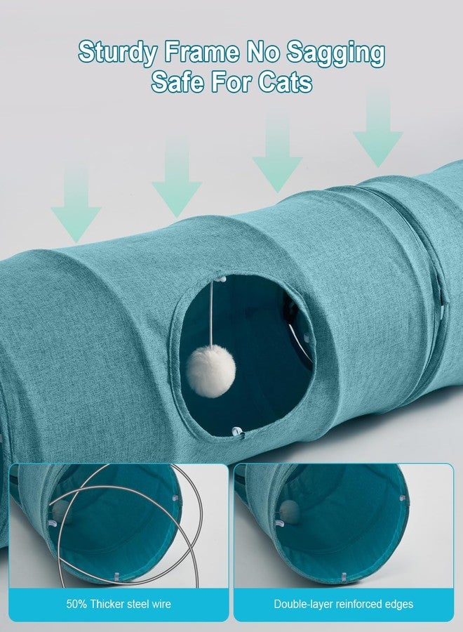 Odoland Cat Tunnel, 3 Straight Shaped Tunnels 6 DIY Shapes with Wand Toys, No Noise Scratch Resistant Cool Linen Fabric, Interactive Pet Tunnel Tube for Indoor Cats, Puppy and Rabbits - Image 5
