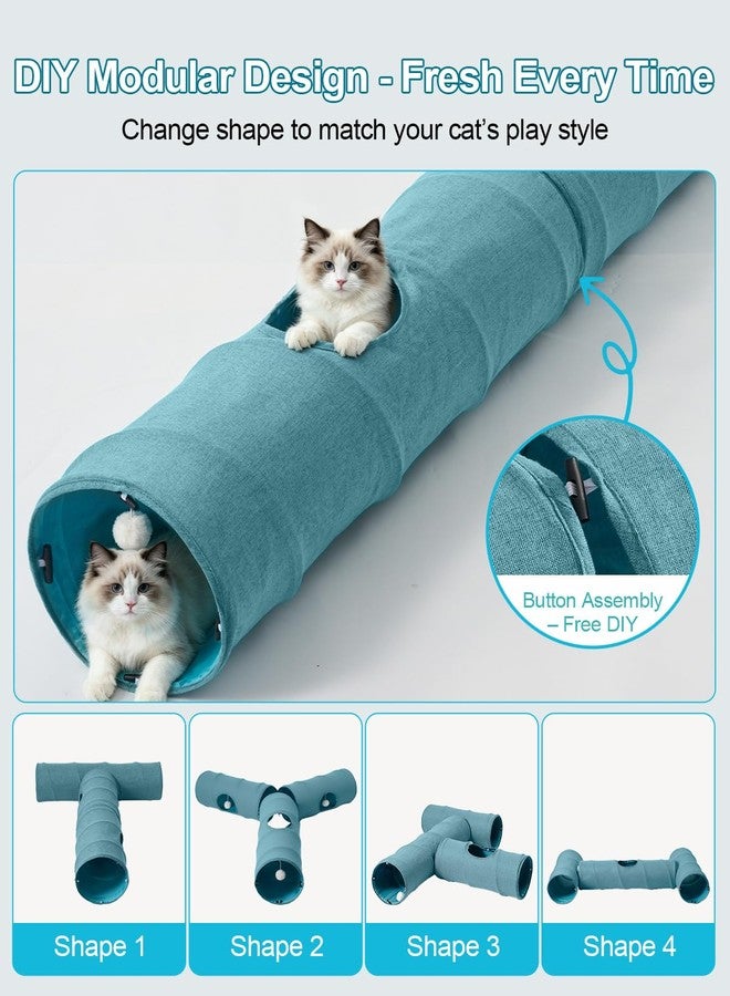 Odoland Cat Tunnel, 3 Straight Shaped Tunnels 6 DIY Shapes with Wand Toys, No Noise Scratch Resistant Cool Linen Fabric, Interactive Pet Tunnel Tube for Indoor Cats, Puppy and Rabbits - Image 2