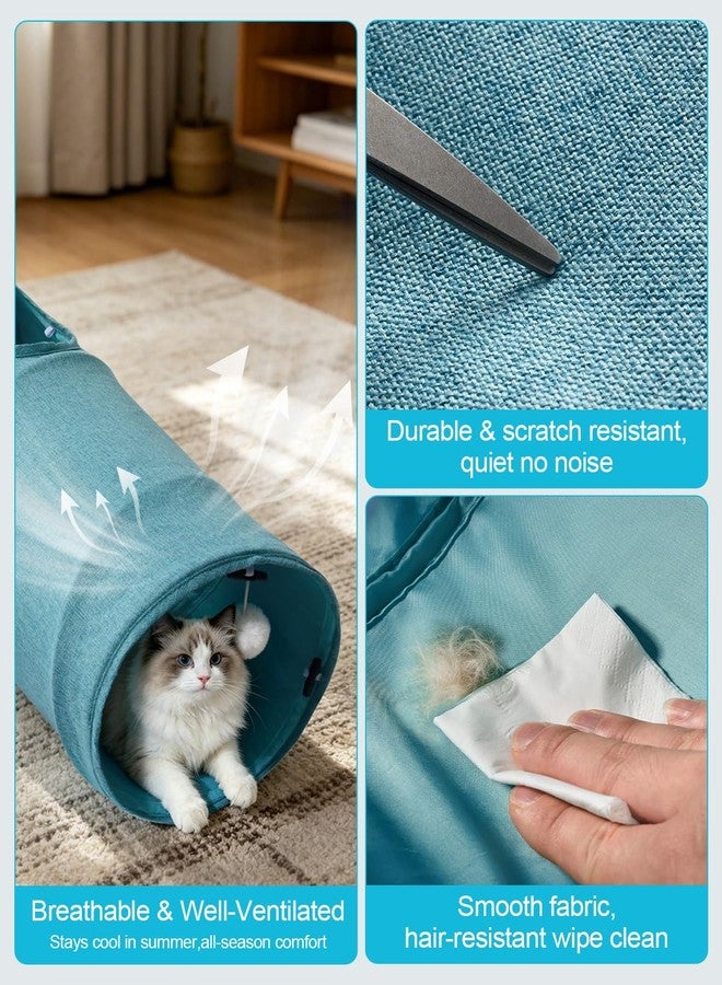 Odoland Cat Tunnel, 3 Straight Shaped Tunnels 6 DIY Shapes with Wand Toys, No Noise Scratch Resistant Cool Linen Fabric, Interactive Pet Tunnel Tube for Indoor Cats, Puppy and Rabbits - Image 4