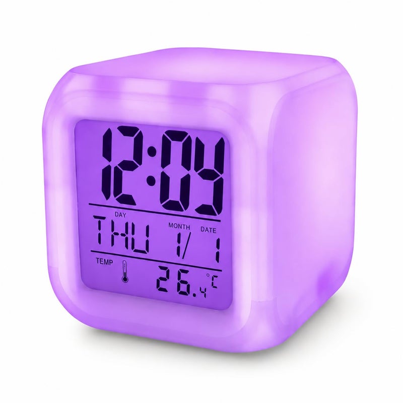 Modern Digital Desk Clock with LED Color Changing Display, Alarm, Temperature Monitor and Calendar for Bedroom, Study Room and Office - Image 3