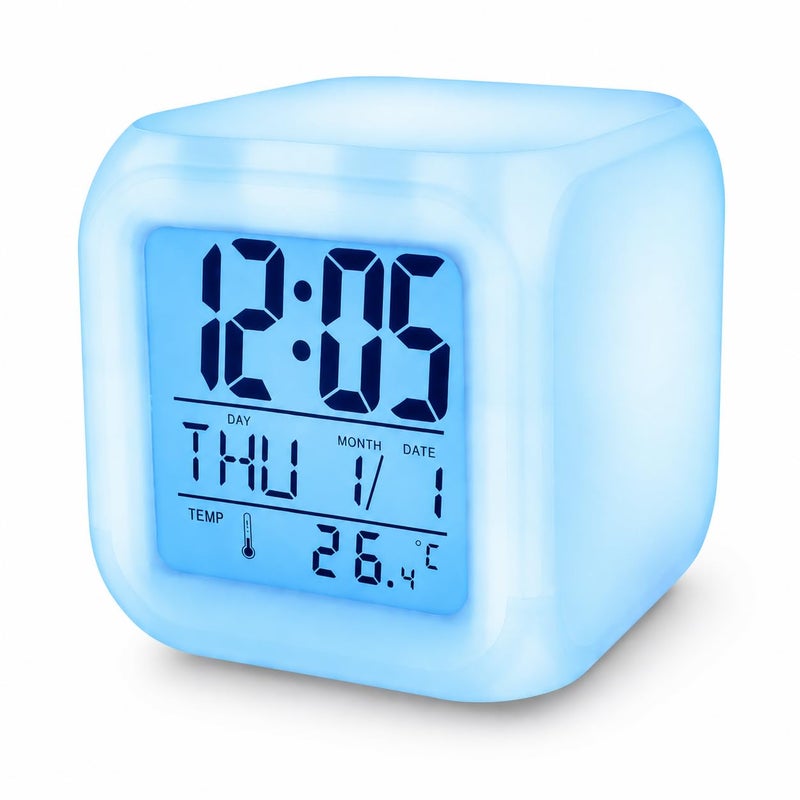 Modern Digital Desk Clock with LED Color Changing Display, Alarm, Temperature Monitor and Calendar for Bedroom, Study Room and Office - Image 4
