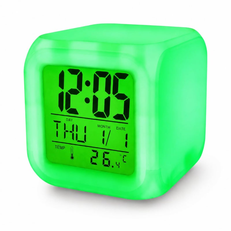 Modern Digital Desk Clock with LED Color Changing Display, Alarm, Temperature Monitor and Calendar for Bedroom, Study Room and Office - Image 2