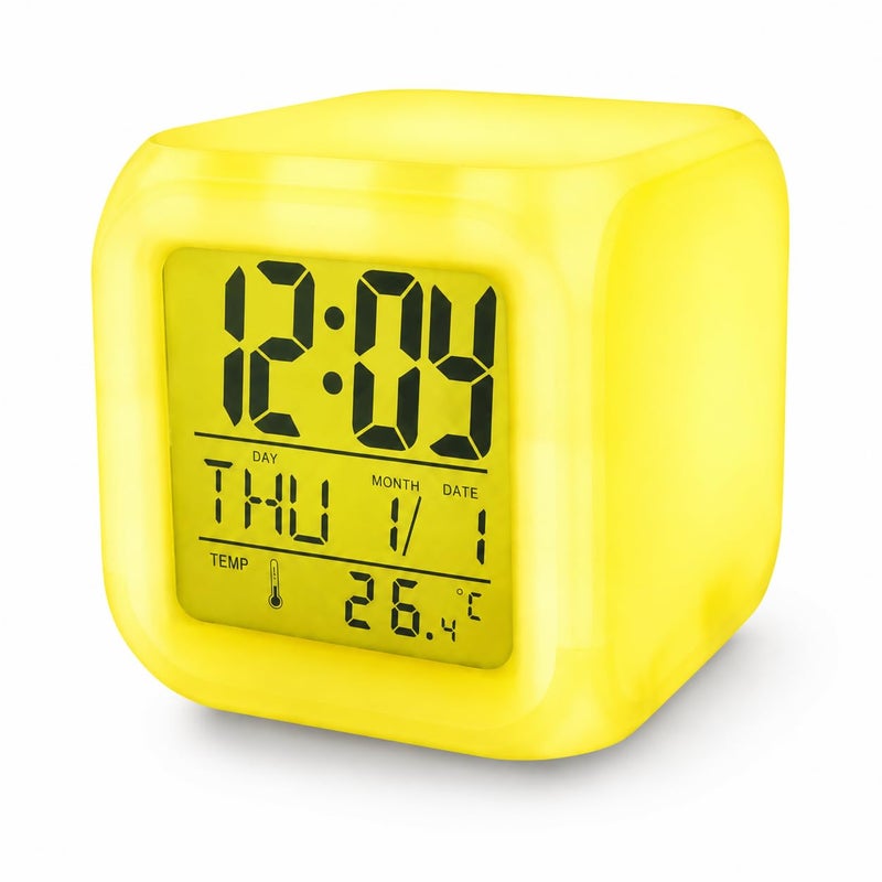 Modern Digital Desk Clock with LED Color Changing Display, Alarm, Temperature Monitor and Calendar for Bedroom, Study Room and Office - Image 1