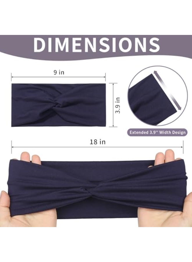 Panleding 12 Pcs Stretchy Headbands for Women Absorbed Sport Headband Soft Twist Knotted Hairbands for Daily Life Yoga WorkoutBlackDark blueBrownGrey - Image 3
