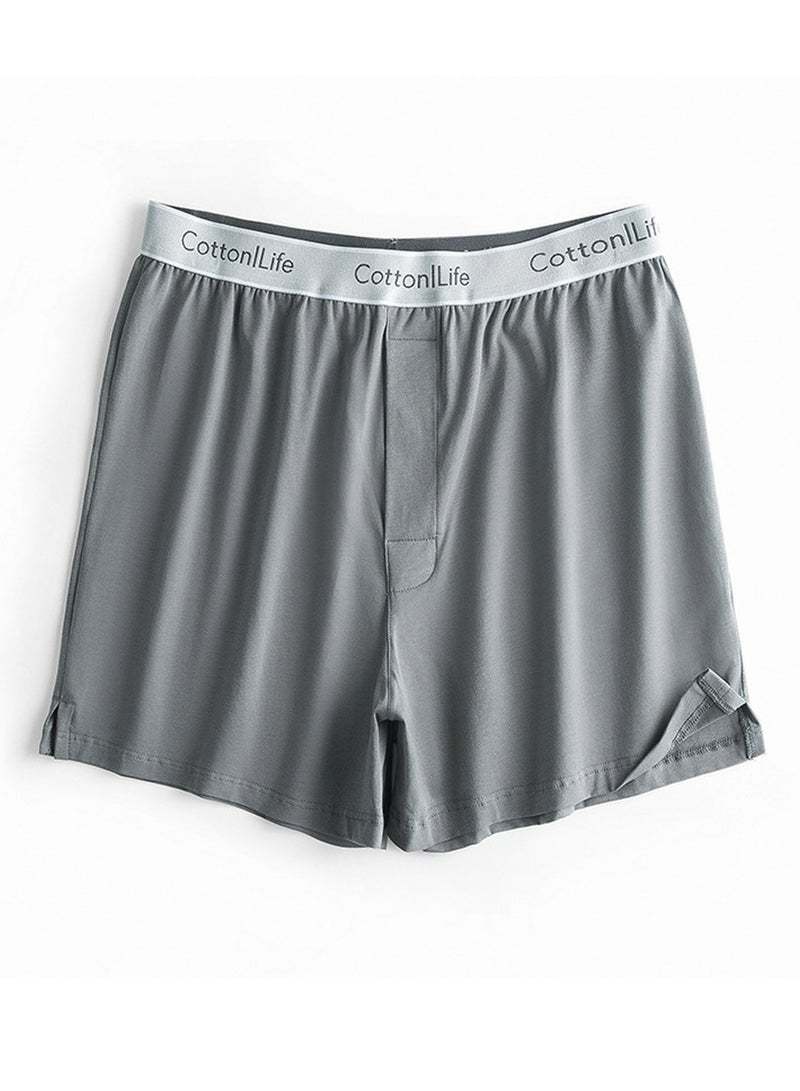 Loquat Men's Loose Boxer Briefs Lounge Shorts For Men Classic Relaxed Casual Pyjama Shorts Dark Grey 