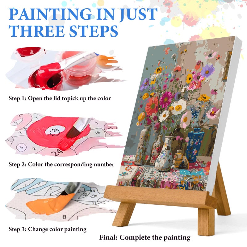 PRASIO Paint by Numbers Kit for Adults Beginner, Flowers Adult Paint by Number Kits on Canvas, DIY Acrylic Watercolor Oil Paint by Number for Adults for Home Decor Gift 16x20 Inch - Image 5