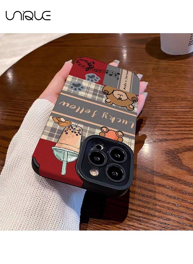 Unique Compatible with iPhone 15 Pro Cases, Milk Tea Bear Cases, Cartoon Doodle Cases - Stylish and Cute Phone Cases - TPU Drop Protection - Image 2
