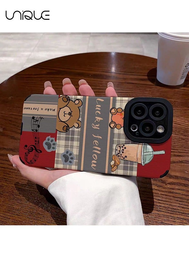 Unique Compatible with iPhone 15 Pro Cases, Milk Tea Bear Cases, Cartoon Doodle Cases - Stylish and Cute Phone Cases - TPU Drop Protection - Image 3