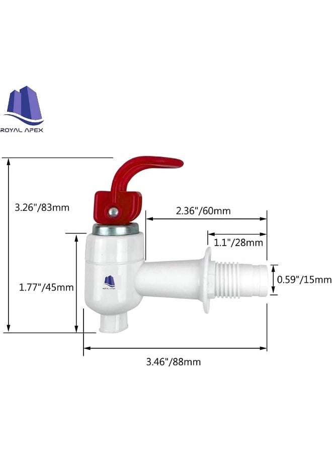 Royal Apex 2 Pcs Sets Water Cooler Faucet, Plastic Water Dispenser Tap, Water Bottle Jug Spigot Spout Valve Replacement Parts, Hot And Cold Internal Thread (Red Tap Only) - Image 2