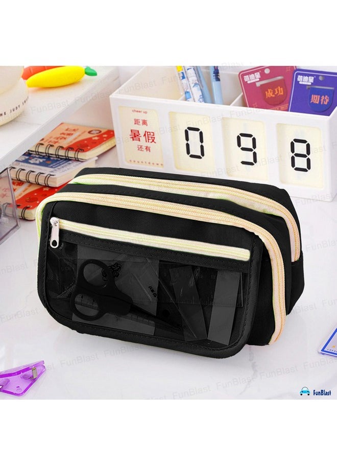 FunBlast FunBlast Pencil Pouch - Kawaii Pencil Pouch, Aesthetic Pencil Case Organizer, Multipurpose Zipper Pouch for Kids & Adults, Large Capacity Stationary Organizer Case (Pouch-Black)  - Image 5