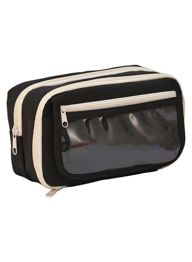 FunBlast FunBlast Pencil Pouch - Kawaii Pencil Pouch, Aesthetic Pencil Case Organizer, Multipurpose Zipper Pouch for Kids & Adults, Large Capacity Stationary Organizer Case (Pouch-Black)  - Image 1