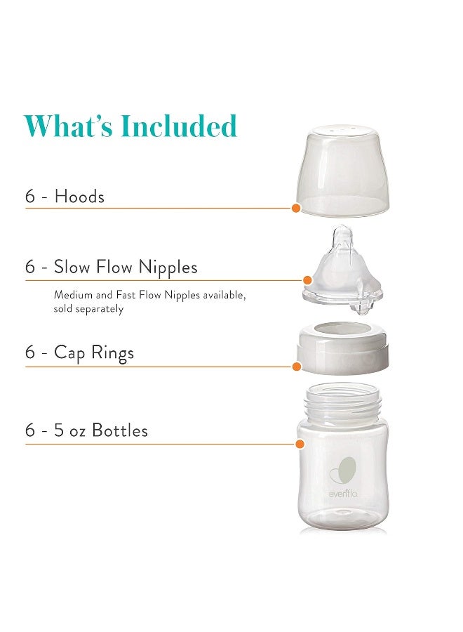 Evenflo Feeding Premium Proflo Venting Balance Plus Wide Neck Baby, Newborn and Infant Bottles - Developed by Pediatric Feeding Specialists - 5 Ounce (Pack of 6) - Image 5