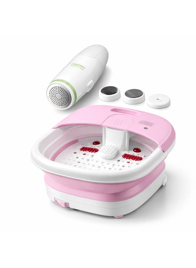 Foot spa with heating and massage function, equipped with a foldable basin to relieve fatigue and stimulate blood circulation, with a device to remove dead skin and care for the heels for perfect softness and freshness. - Image 1