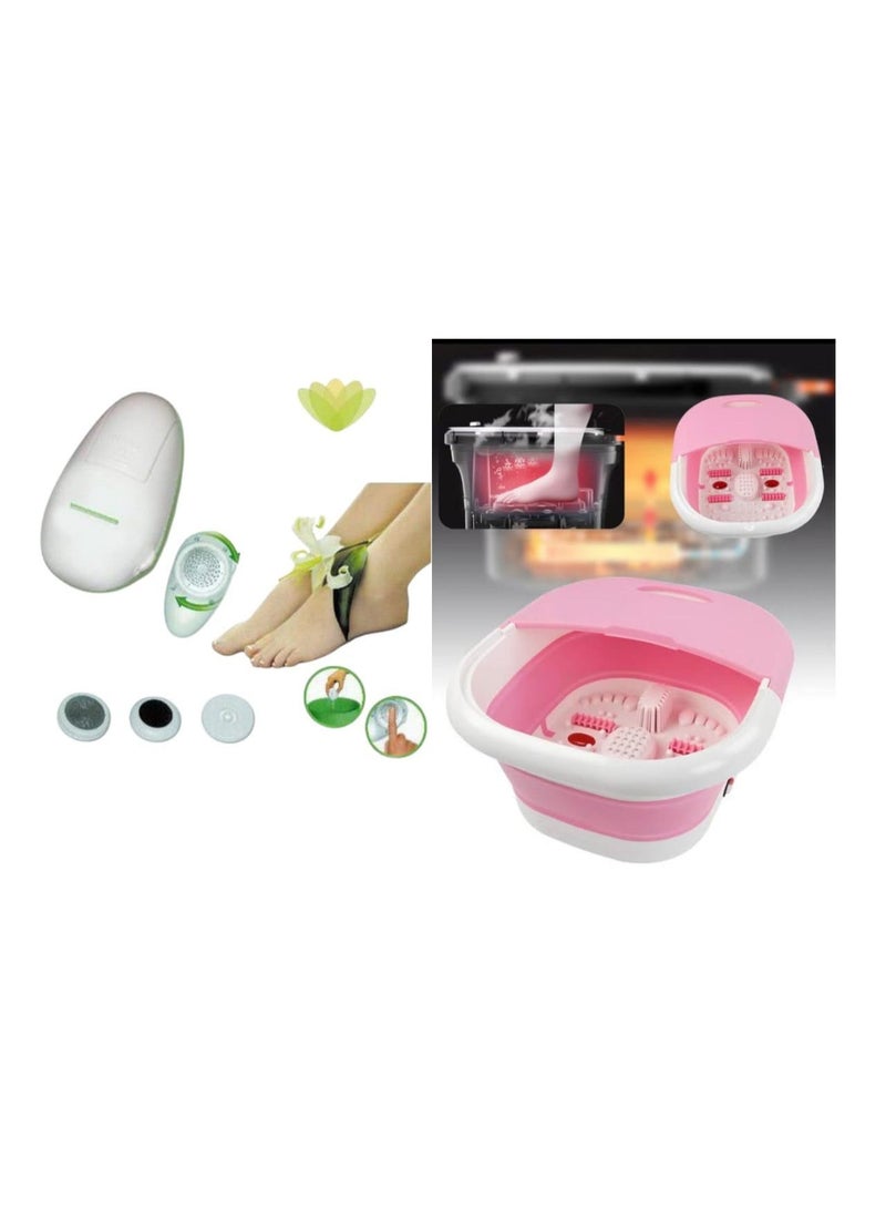 Foot spa with heating and massage function, equipped with a foldable basin to relieve fatigue and stimulate blood circulation, with a device to remove dead skin and care for the heels for perfect softness and freshness. - Image 3