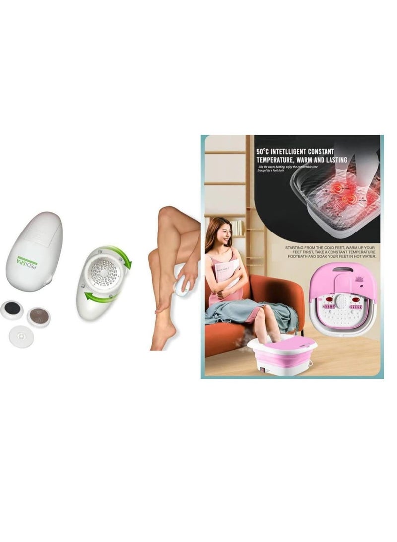 Foot spa with heating and massage function, equipped with a foldable basin to relieve fatigue and stimulate blood circulation, with a device to remove dead skin and care for the heels for perfect softness and freshness. - Image 2