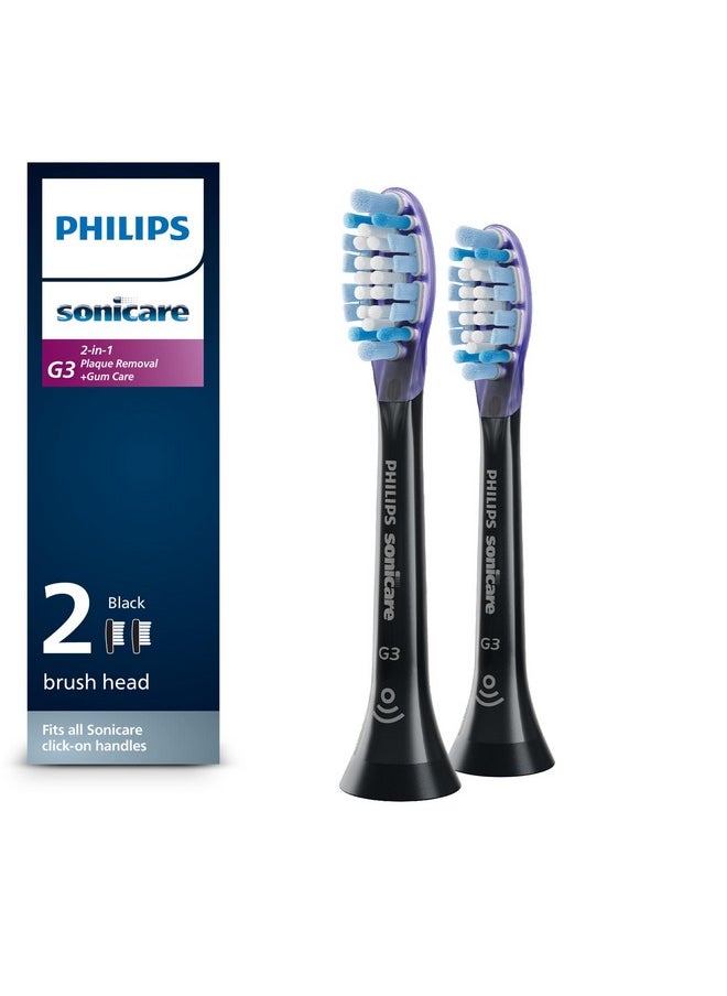 فيليبس سونيكير رؤوس فرشاة أسنان بديلة أصلية G3 Premium Gum Care من Philips Sonicare، رأسان فرشاة، أسود، HX9052/95  - Image 1
