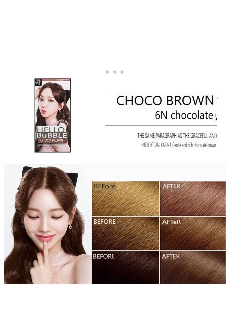 Mise En Scène Mise En Scene Hello Bubble foam hair color, CHOCO BROWN 6N chocolate,- Self Hair Dye Function, All Hair Type 