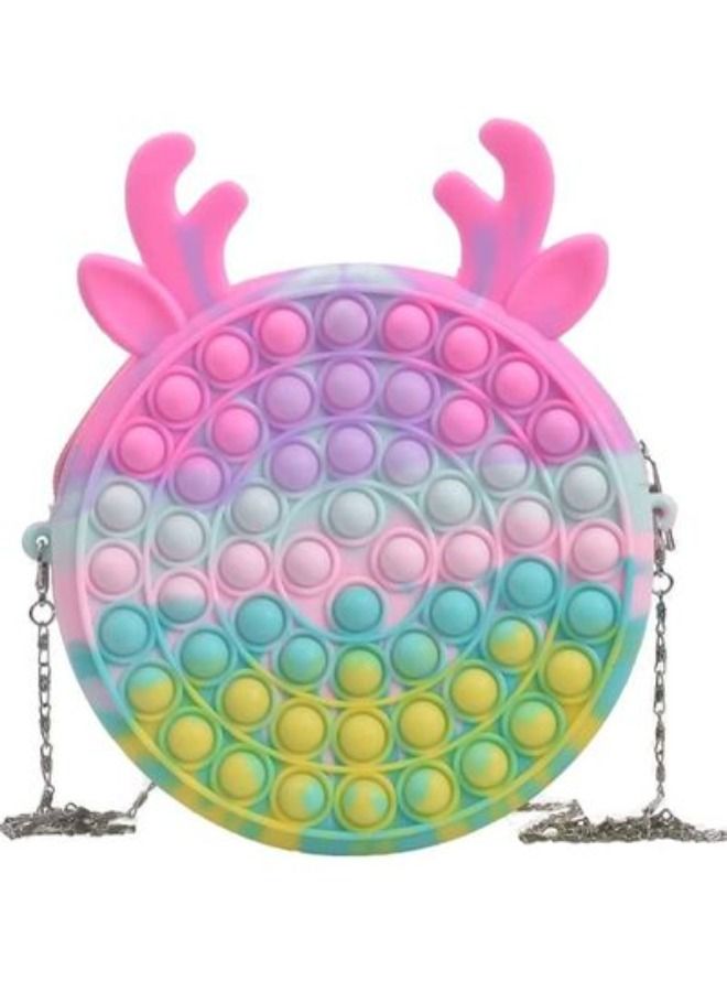 2-in-1 Stress Reliever Push Pop Bubble Fidget Toy with Cross Body Bag for Girls - Image 1