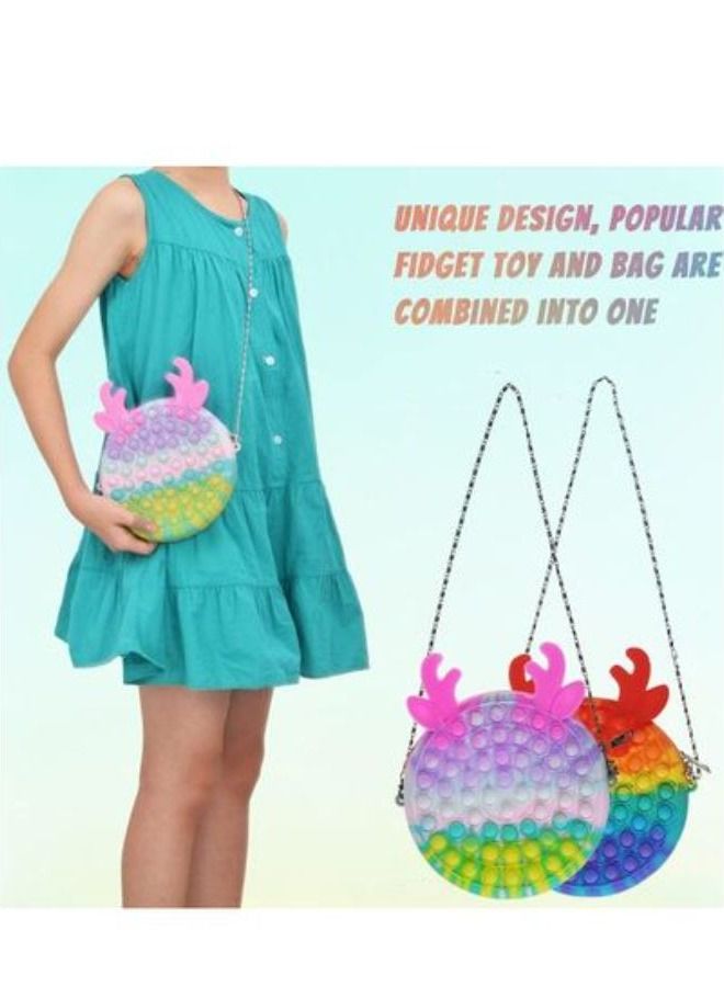 2-in-1 Stress Reliever Push Pop Bubble Fidget Toy with Cross Body Bag for Girls - Image 2
