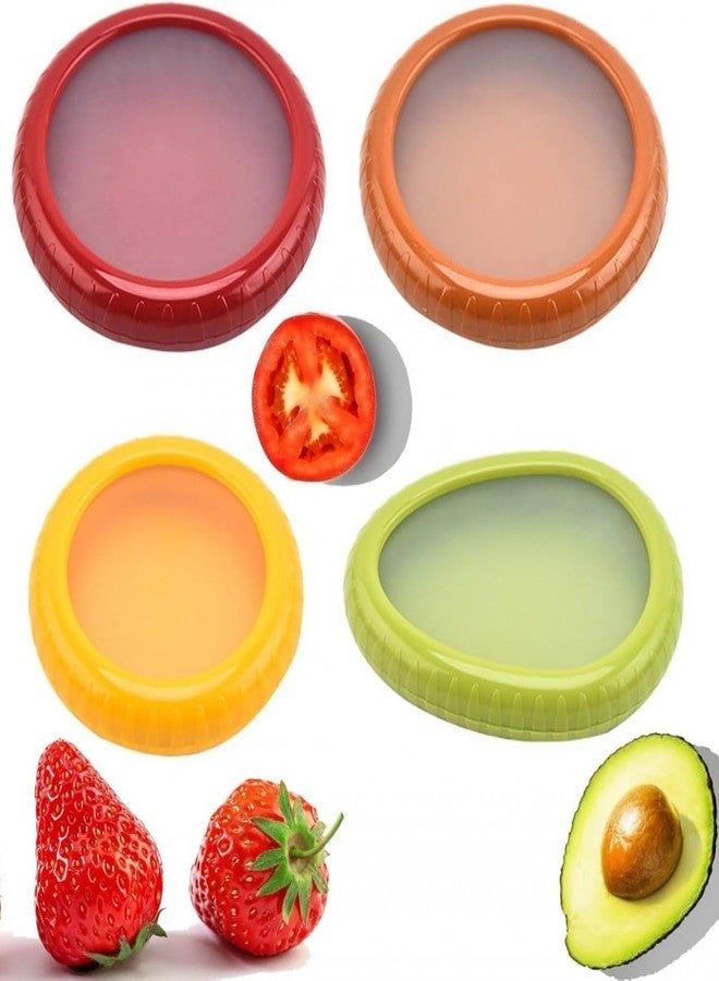 JENSIENT Reusable Silicone Set of 4 Fresh Food Savers for Fruits & Vegetables – Eco-Friendly Covers for Half Avocados, Onions, Lemons, and More - Image 1