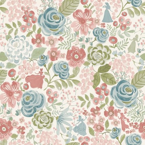 RoomMates Disney Princess Blush Watercolor Floral Peel and Stick Wallpaper by RoomMates RMK12794PLW - Image 1