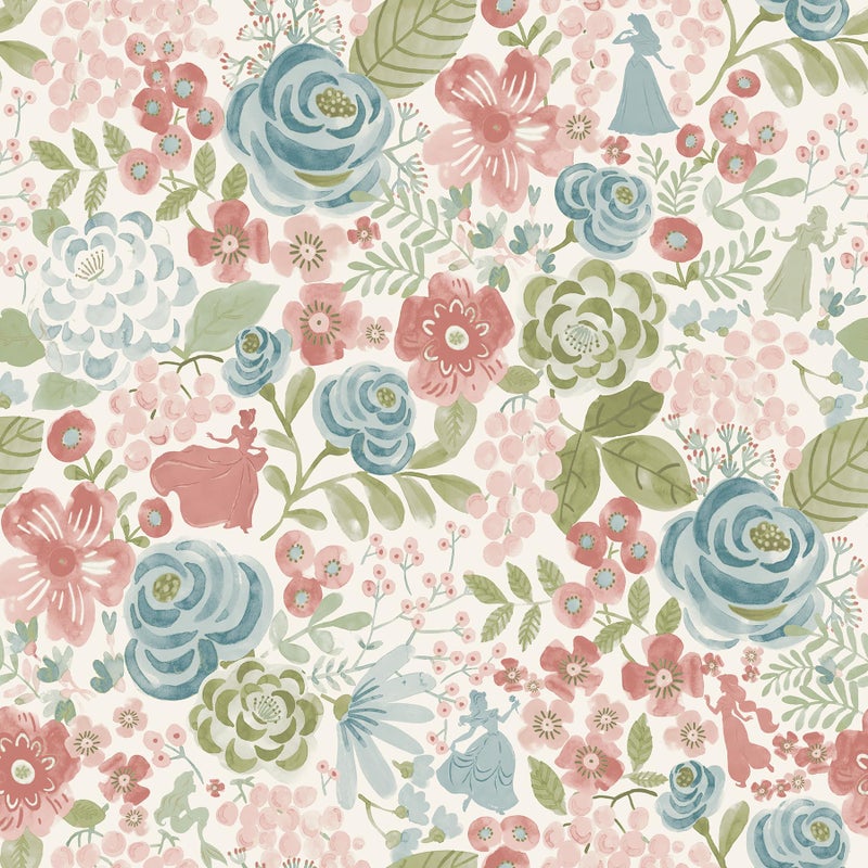 RoomMates Disney Princess Blush Watercolor Floral Peel and Stick Wallpaper by RoomMates RMK12794PLW - Image 2