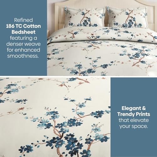 Haus & Kinder Bed Sheet Double Bed, 186 TC Queen Size Bedsheet Cotton with 2 Pillow Covers, Double Bed Bedsheet (90x100 Inches) - Floral Grace Pink - Image 4