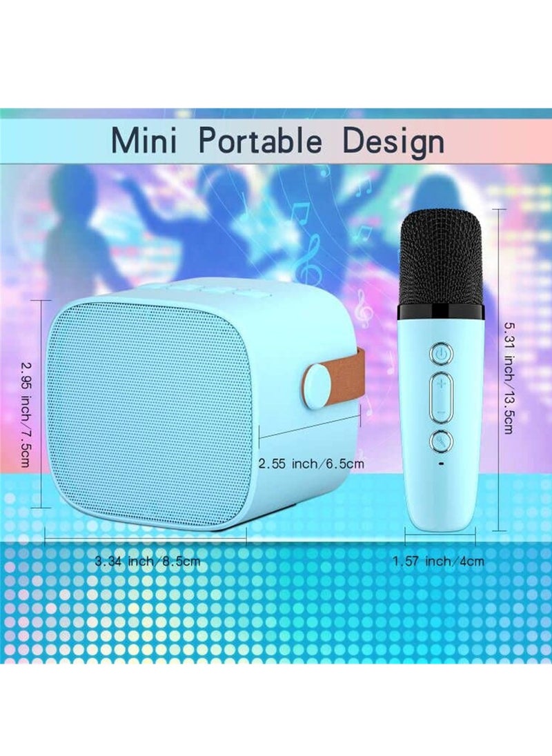 Generic - Portable Bluetooth Karaoke Speaker Set for Kids and Adults with 2 Microphones Ideal for Home Parties and Birthdays Blue - Image 1