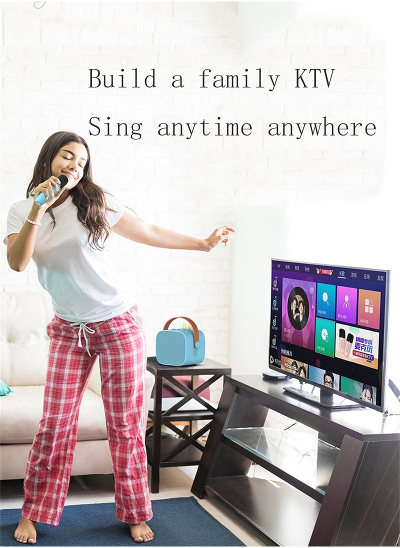 Generic - Portable Bluetooth Karaoke Speaker Set for Kids and Adults with 2 Microphones Ideal for Home Parties and Birthdays Blue - Image 1