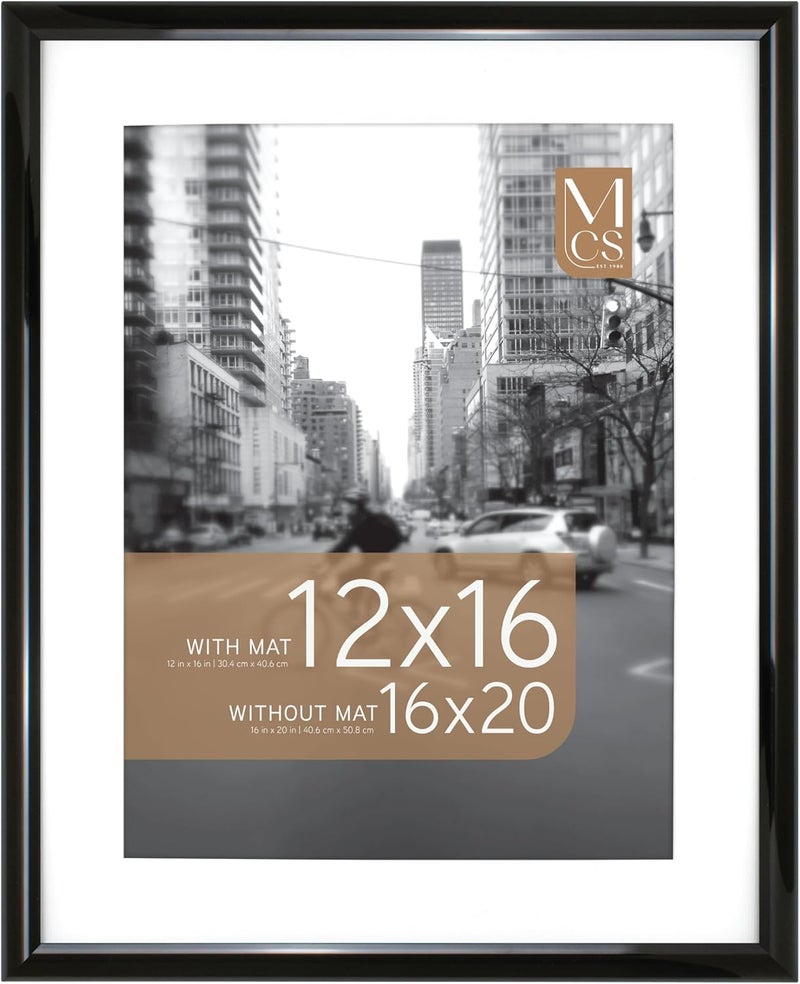 MCS Trendsetter 16x20 Poster Frame, Display Pictures 12x16 With Mat or 16x20 Without Mat, Vertical & Horizontal Wall Hanging Large Picture Frame for Photos & Posters, Black (1-Pack) - Image 1