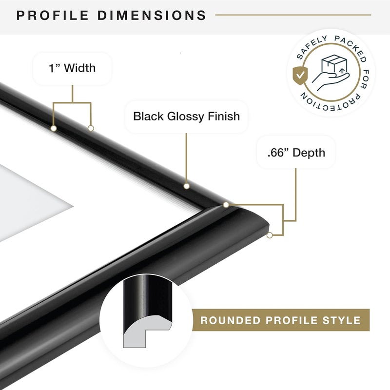 MCS Trendsetter 16x20 Poster Frame, Display Pictures 12x16 With Mat or 16x20 Without Mat, Vertical & Horizontal Wall Hanging Large Picture Frame for Photos & Posters, Black (1-Pack) - Image 5