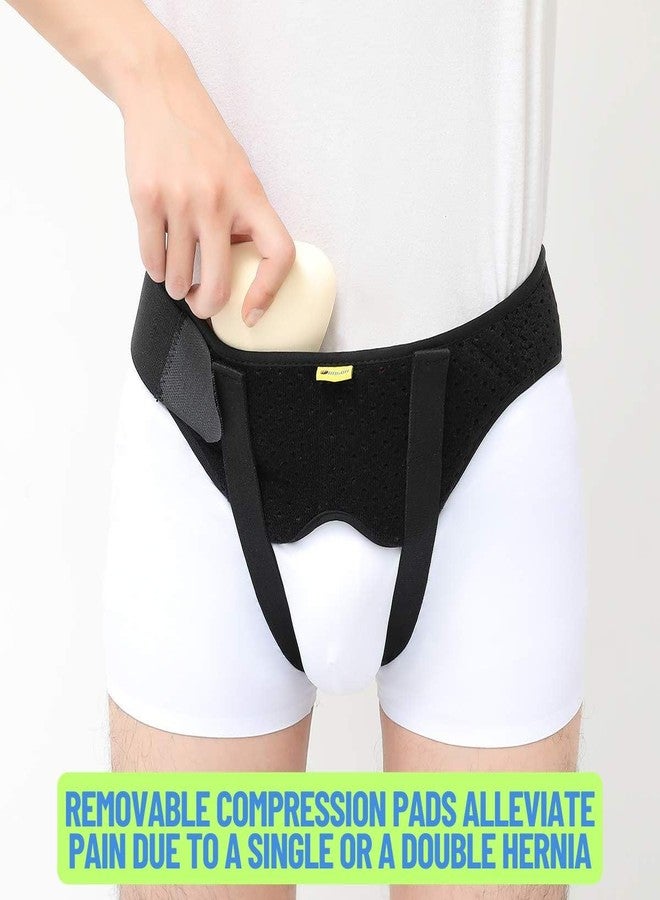 JERN Hernia Support Belt with Removable Compression Pads, Adjustable Fit, Black, Single/Double Hernia Pain Relief (Medium) - Image 3
