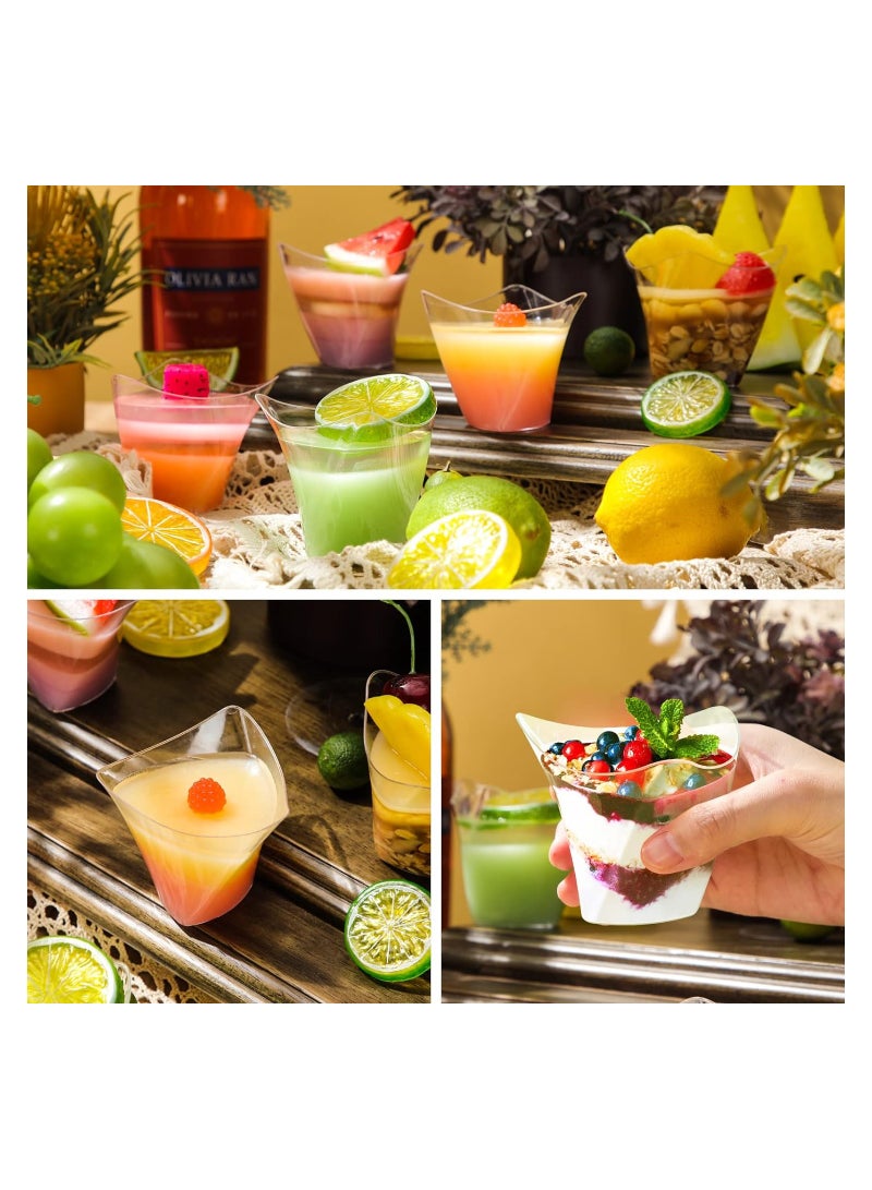 SYOSI 200PCS Plastic Dessert Cups without Lids, 4.5 oz Mini Clear Dessert Cups with Spoons, Disposable Trifle Mousse Dessert Cup, Triangular Parfait Appetizers Tumbler Pudding Fruit Serve Cup, for Party - Image 3