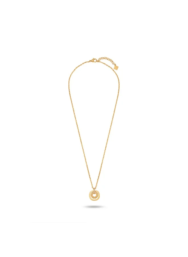 غاي لاروش Kim Small Gold-Plated Necklace with Running Logo & Crystals
