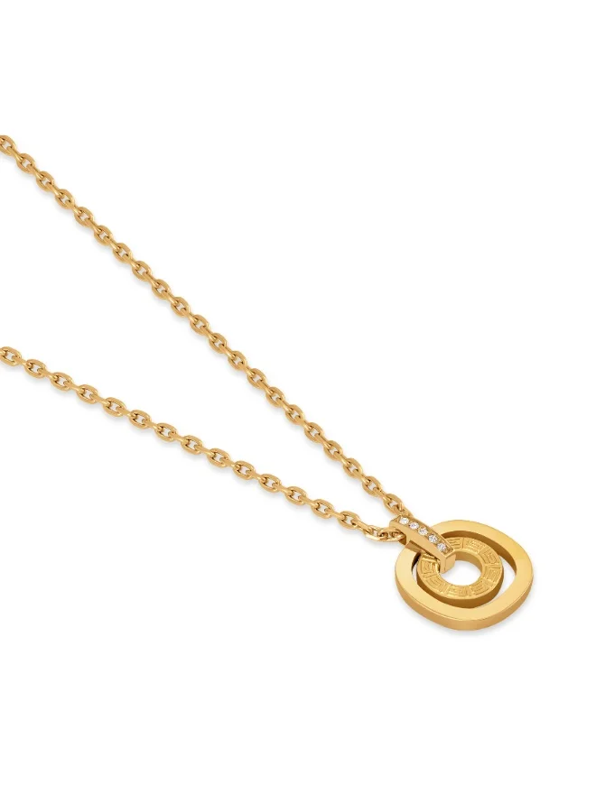 غاي لاروش Kim Small Gold-Plated Necklace with Running Logo & Crystals