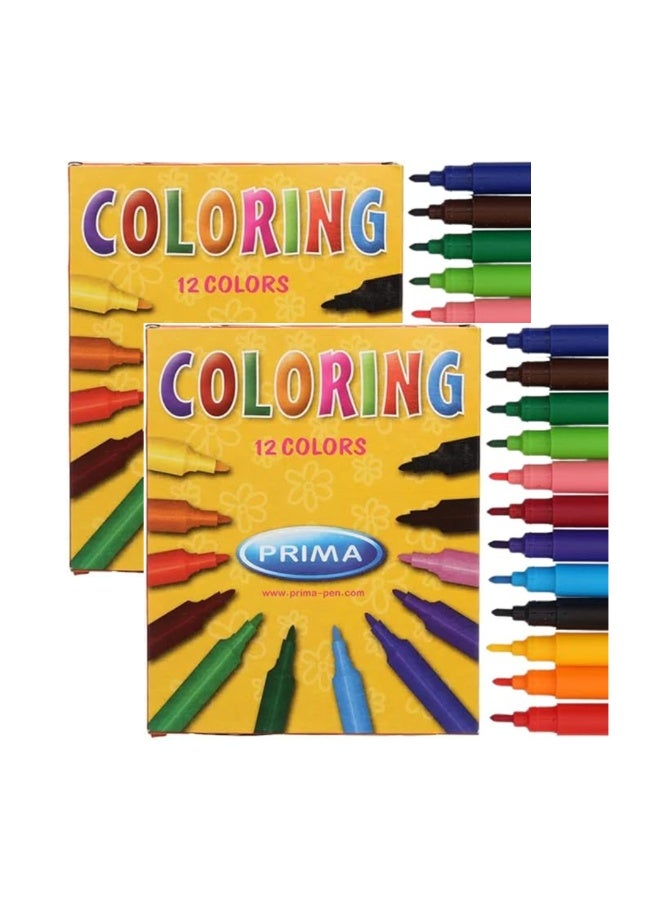 بريما عبوتان من أقلام التحديد Prima Flowmaster Fibra - 12 قطعة لكل منهما - Image 2