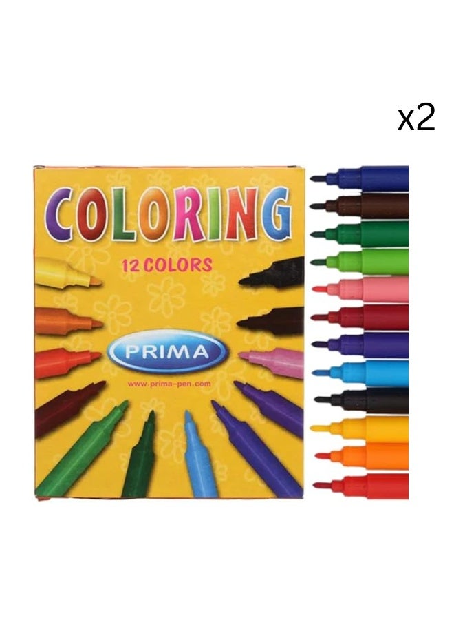بريما عبوتان من أقلام التحديد Prima Flowmaster Fibra - 12 قطعة لكل منهما - Image 1