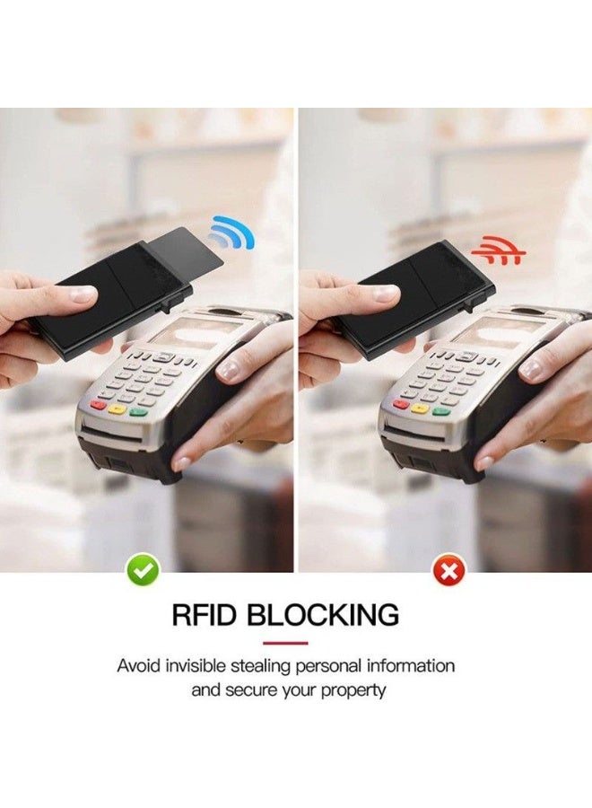 AuliceVerse 2026 Newly Upgraded Slim Aluminum RFID Blocking Card Holder Wallet for Men – Metal Bottom, Anti-Theft Pop-Up Design, Holds 7+ Cards & Cash, Ultra-Slim Metal Money Pocket (Black) - Image 4