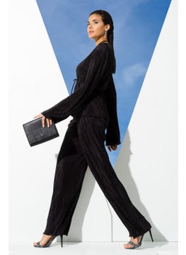 for you in&out 2-Piece Pleated Black Blouse and Trousers Set S27270  - Image 4