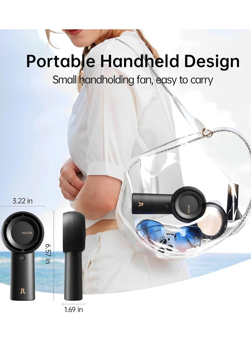 JISULIFE Portable Handheld Turbo Fan [18H Max Cooling Time], 6000mAh USB Rechargeable Personal Battery Operated Lash Small Pocket Fan with 5 Speeds for Travel/Outdoor/Home/Office - Black - Image 3