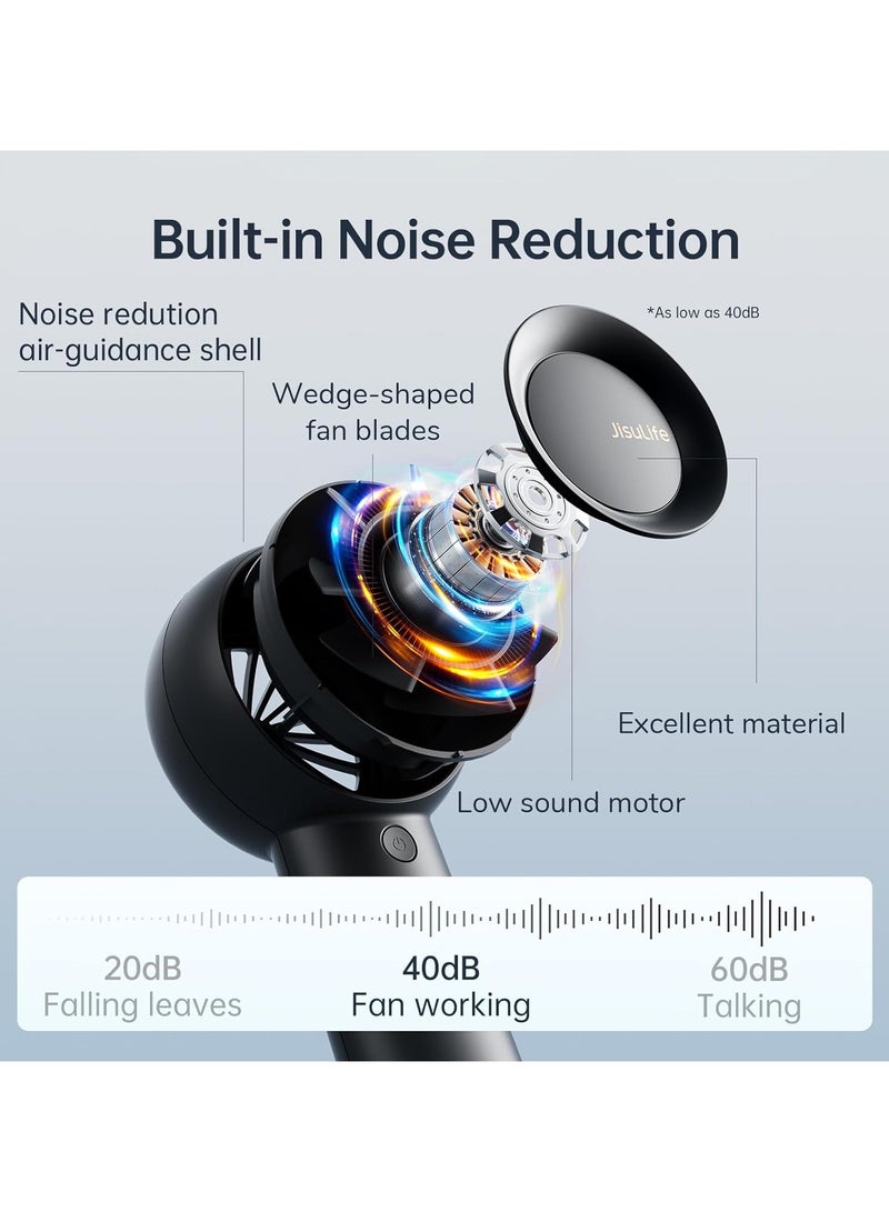 JISULIFE Portable Handheld Turbo Fan [18H Max Cooling Time], 6000mAh USB Rechargeable Personal Battery Operated Lash Small Pocket Fan with 5 Speeds for Travel/Outdoor/Home/Office - Black - Image 5
