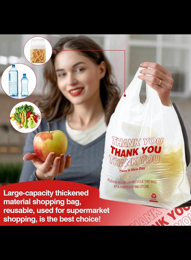 Plastic Bags, 50 Count Thank You Bags, Plastic Bags With Handles For Shopping, Grocery, Plastic Bags For Small Business , Recyclable T Shirt Bags, White Plastic Bag,28x15x53cm - Image 3